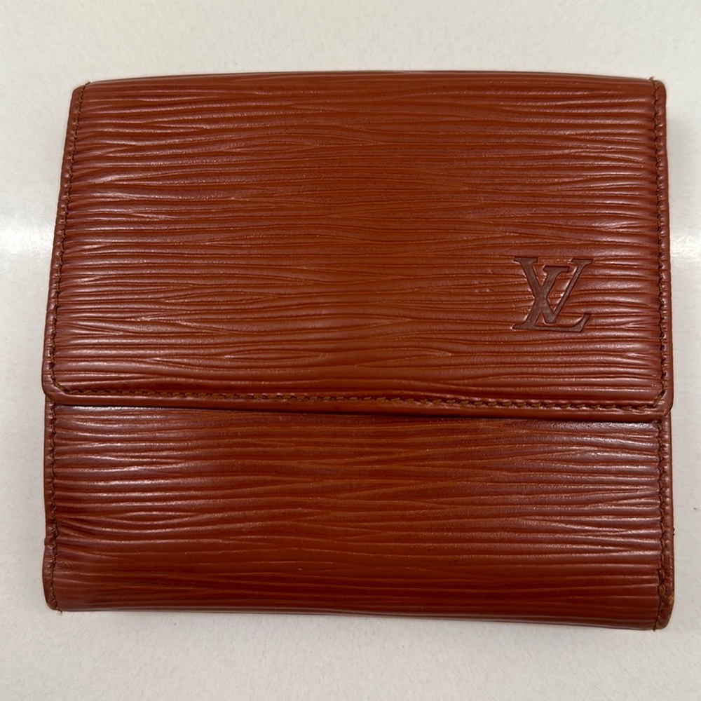 Louis Vuitton Epi Leather Double Snap Tri-Fold Elise Wallet (Brown)